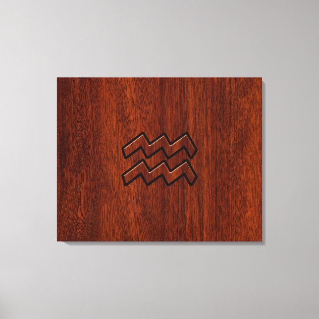 Toile Symbole Aquarius Zodiac Style acajou (Recto)