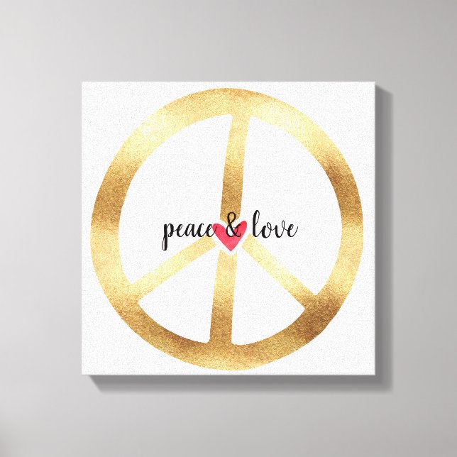 TOILE SYMBOLE DE LA PAIX D'OR AVEC COEUR (Recto)