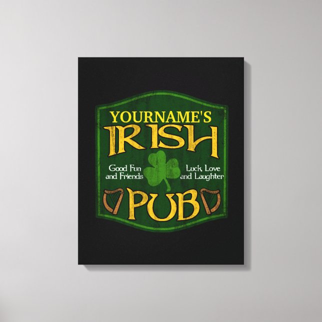 Toile Symbole de pub irlandais personnalisé (Recto)