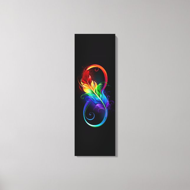 Toile Symbole d'infini avec plume arc-en-ciel (Recto)