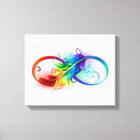 Symbole d'infini avec plume arc-en-ciel