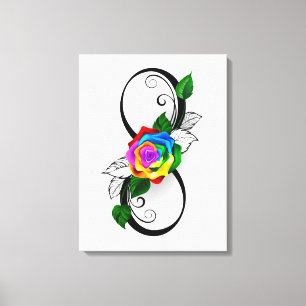 Toile Symbole d'infini avec Rose arc-en-ciel