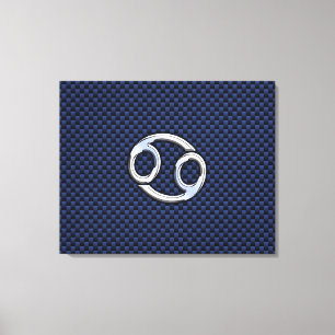 Toile Symbole du cancer Zodiac Marine Blue Carbon Fiber