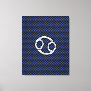 Toile Symbole du cancer Zodiac Marine Blue Carbon Fiber