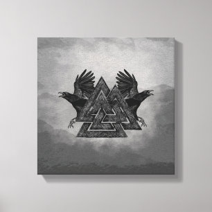 Toile Symbole et Ravens de Valknut