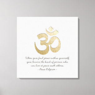 Toile Symbole OM blanc et or YOGA Méditation Instructeur