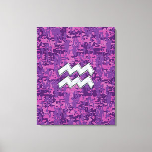 Toile Symbole Zodiaque Aquarius sur camo numérique fuchs