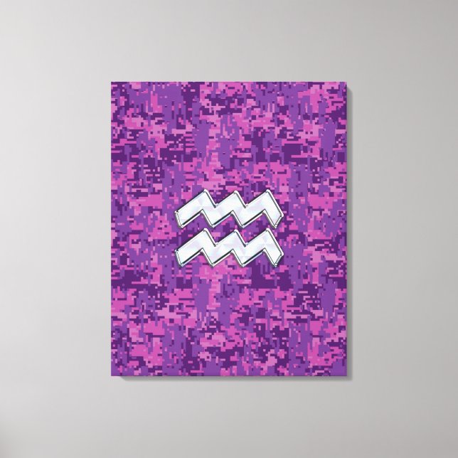 Toile Symbole Zodiaque Aquarius sur camo numérique fuchs (Recto)
