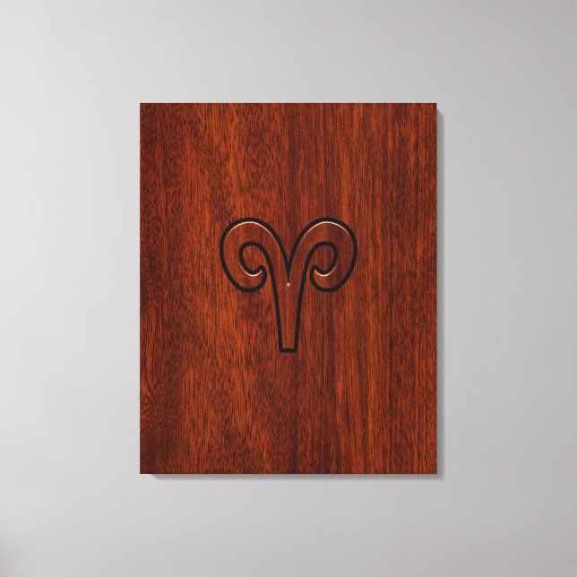 Toile Symbole Zodiaque d'Aries moderne sur l'acajou comm (Recto)