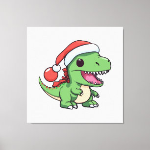 Toile T-Rex dinosaure mignon avec un chapeau de Noël
