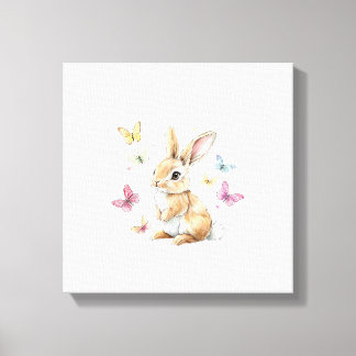 Toile T-shirt mignon lapin de Pâques papillon