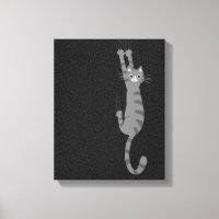 Tabby Gris Chat Accroché | Chat rayé gris drôle