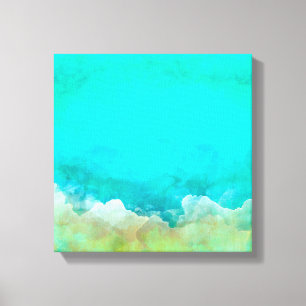 Toile tableau Abstrait, turquoise, blanc, pastel, modern
