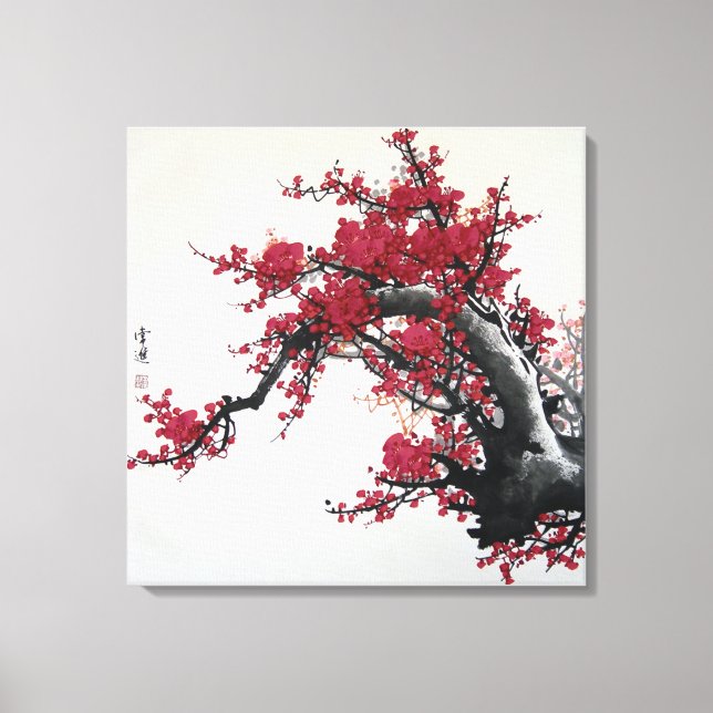 Toile Tableau chinois en fleurs de cerisier (2 toile) (Recto)