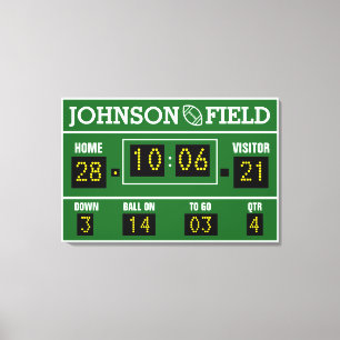 Toile Tableau de bord personnalisé de football de 36 po 