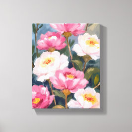 Toile Tableau de bouquet de fleurs de pivoines roses