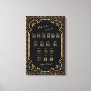 Toile Tableau de placement de mariage Glam Or Noir