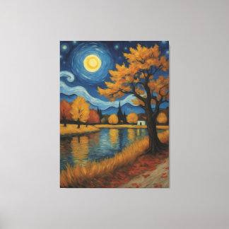 Toile tableau d'un arbre au bord d'une rivière