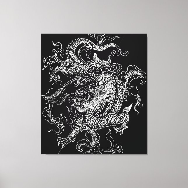 Toile Tableaux Dragon noir et blanc (Recto)