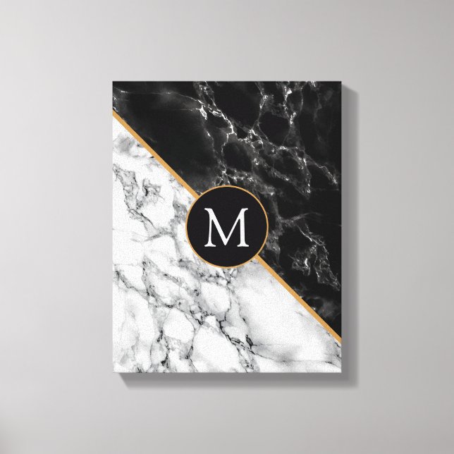 Toile Tableaux personnalisés en marbre noir blanc (Recto)