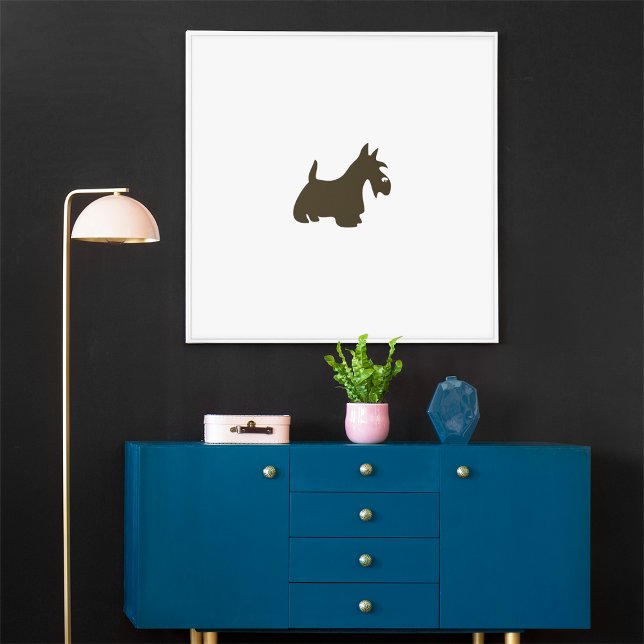 Toile Tableaux Silhouette Terrier dessinés à la main (Hand Drawn Scottie Dog Silhouette)