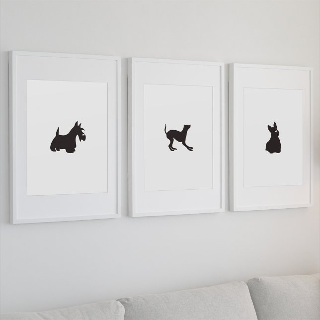 Toile Tableaux Silhouette Terrier dessinés à la main (Créateur téléchargé)