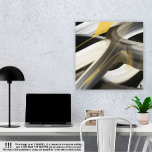 Toile Tablette d'art Abstraite tendance 24x24" Black Whi