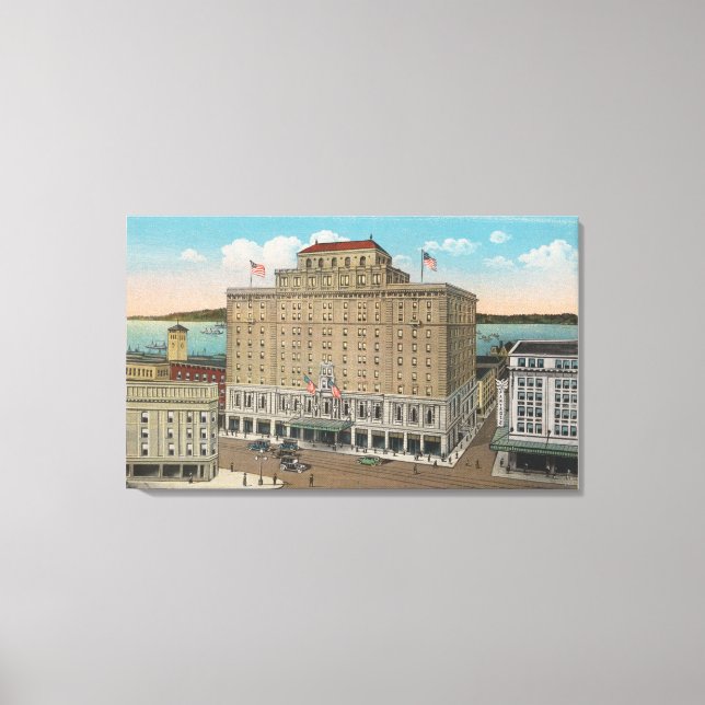 Toile Tacoma, WA - Vue de l'hôtel Winthrop (Recto)