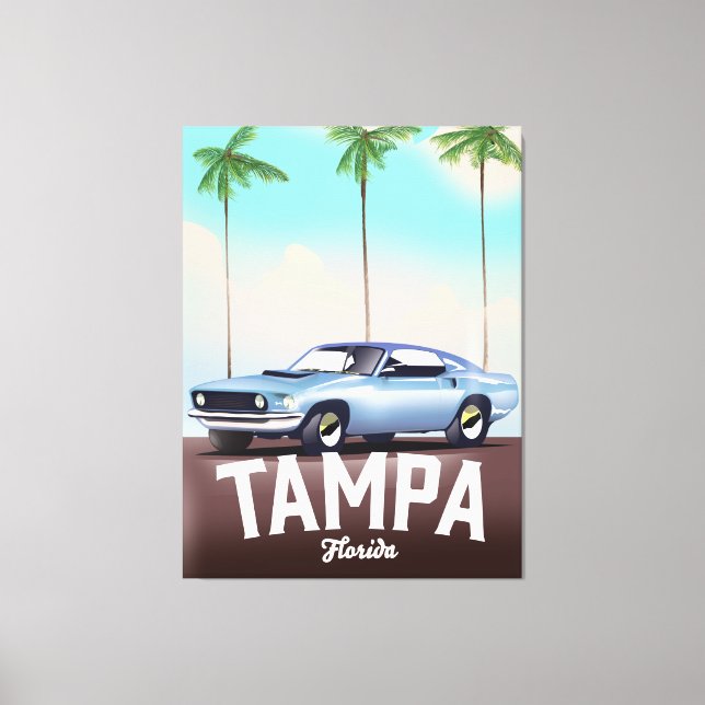 Toile Tampa Florida affiche de voyage en voiture (Recto)