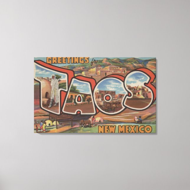 Toile Taos, Nouveau-MexiqueGrandes lettres ScènesTaos, N (Recto)