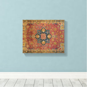 Toile Tapis persan asiatique Kashan en or rouge