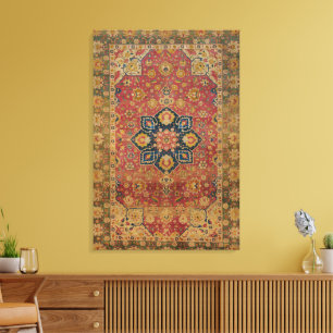 Toile Tapis Rouge Or Kashan Tapis Persan Asiatique