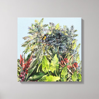 Toile Tapisserie d'aquarelle de Toucan de la Forêt Tropi