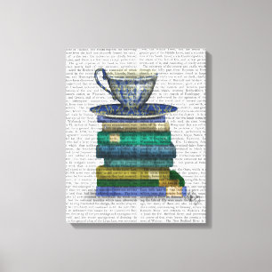 Toile Tasse de thé et livres