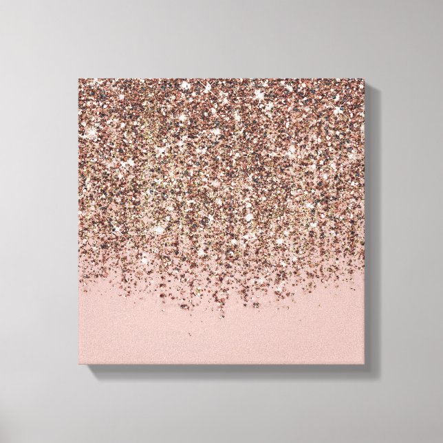 Toile Taupe Blush Rose Bronze Or Glitter Glam (Recto)