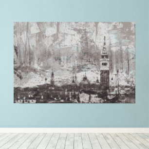 Toile Taupe et Cyan en détresse Skyline Venice Italie