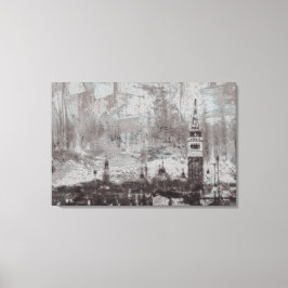 Toile Taupe et Cyan en détresse Skyline Venice Italie