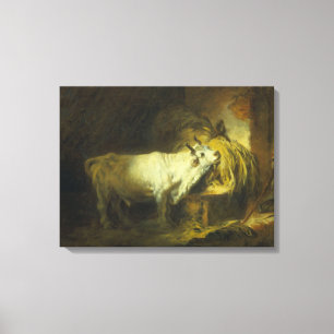 Toile Taureau blanc dans le stable (huile sur la toile)