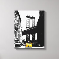 Taxi jaune Brooklyn Bridge Nyc New York City Art