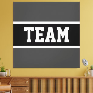 Toile TEAM Bold Athletic Gris foncé Noir Blanc rayures