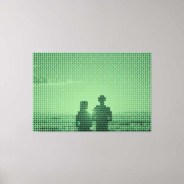 Toile Tech Black&Green Halftone Effet Couple Beach (Recto)