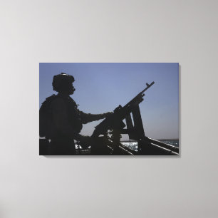 Toile Technicien équipant une mitrailleuse M240 en Irak
