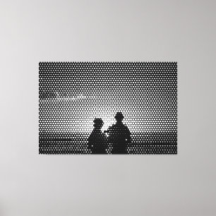 Toile Technologie White&Black Halftone Effet Couple sur 