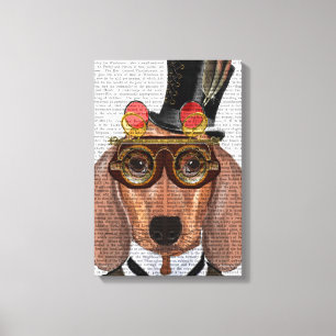 Toile Teckel avec le casquette supérieur et les lunettes