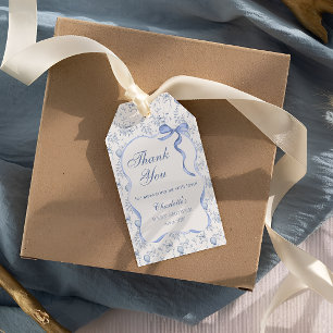 Toile Teddy Bear Baby Dusche Danke, Geschenk-Tag Geschenkanhänger