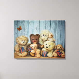 Toile Teddy mit Freunde