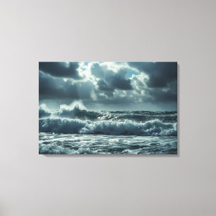 Toile Tempête océanique - Paysage marin cinématique 4K
