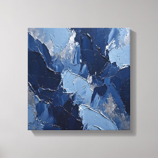Toile Tempête océanique Vagues indigo Bleu Métal Argenté