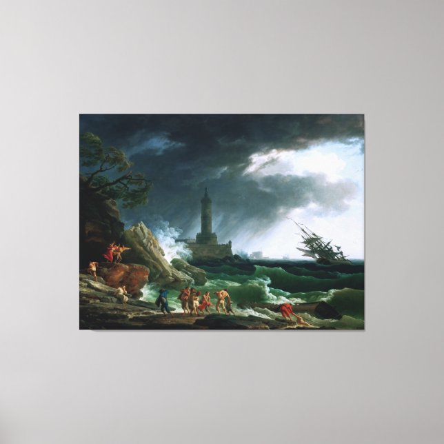 Toile Tempête sur une côte méditerranéenne par Claude Jo (Recto)