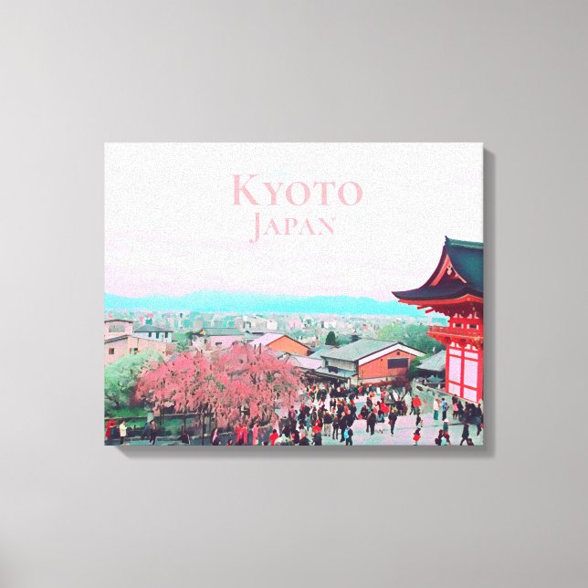 Toile Temple avec la fleur de cerisier Kyoto Japon voyag (Recto)